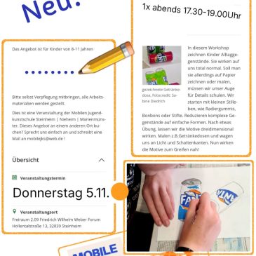 Die erste mobile Jungendkunstschule in NRW ist eröffnet, die Kurse sind gut gestartet!